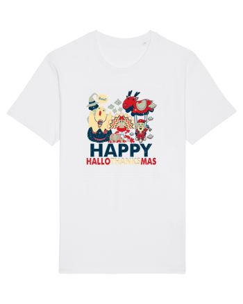 Halloween Thanksgiving si Craciunul. Design retro 3 in 1 White