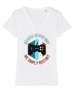 Gamers never quits Tricou mânecă scurtă guler V Damă Evoker