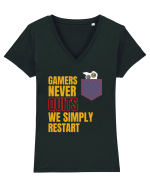 Gamers never quits Tricou mânecă scurtă guler V Damă Evoker