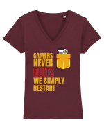 Gamers never quits Tricou mânecă scurtă guler V Damă Evoker