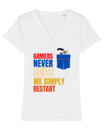 Gamers never quits Tricou mânecă scurtă guler V Damă Evoker
