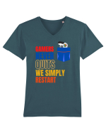 Gamers never quits Tricou mânecă scurtă guler V Bărbat Presenter