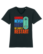 Gamers never quits Tricou mânecă scurtă guler V Bărbat Presenter