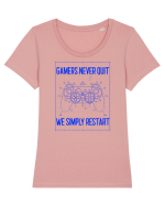 Gamers never quits Tricou mânecă scurtă guler larg fitted Damă Expresser