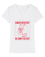 Gamers never quits Tricou mânecă scurtă guler V Damă Evoker