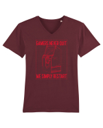 Gamers never quits Tricou mânecă scurtă guler V Bărbat Presenter