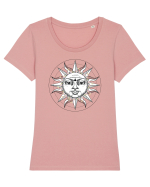 Soare Floral Tricou mânecă scurtă guler larg fitted Damă Expresser