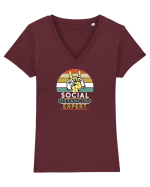 Social Distancing Expert Tricou mânecă scurtă guler V Damă Evoker