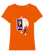 Social Life Tricou mânecă scurtă guler larg fitted Damă Expresser