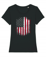 USA Flag Tricou mânecă scurtă guler larg fitted Damă Expresser