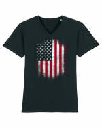 USA Flag Tricou mânecă scurtă guler V Bărbat Presenter