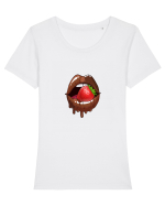 Chocolate strawberry lips Tricou mânecă scurtă guler larg fitted Damă Expresser