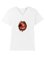 Chocolate strawberry lips Tricou mânecă scurtă guler V Bărbat Presenter