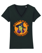 Halloween Witch Night Green Face Witch Tricou mânecă scurtă guler V Damă Evoker