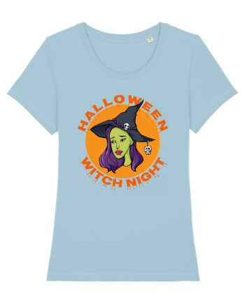 Halloween Witch Night Green Face Witch Sky Blue