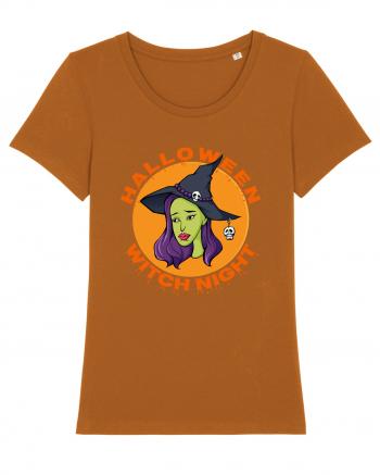 Halloween Witch Night Green Face Witch Roasted Orange