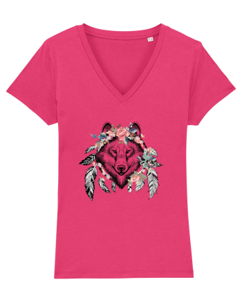 Lup Floral cu Pene Raspberry