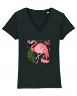 Pink Flamingo Tricou mânecă scurtă guler V Damă Evoker