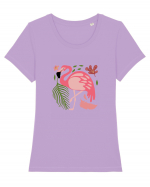 Pink Flamingo Tricou mânecă scurtă guler larg fitted Damă Expresser