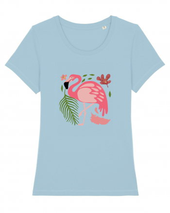 Pink Flamingo Sky Blue