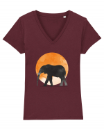 Moon Elephant Tricou mânecă scurtă guler V Damă Evoker