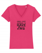 Girls Just Wanna Have Guns Tricou mânecă scurtă guler V Damă Evoker