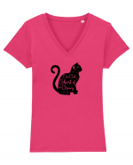 Crazy Black Cat Tricou mânecă scurtă guler V Damă Evoker