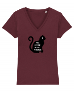 Black Witch  Cat Tricou mânecă scurtă guler V Damă Evoker