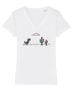 Dino Google Glitch Tricou mânecă scurtă guler V Damă Evoker