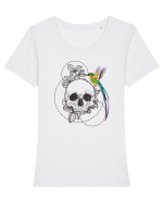 Craniu cu Colibri Tricou mânecă scurtă guler larg fitted Damă Expresser