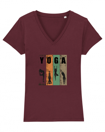 Vintage Yoga Poses Burgundy