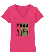 Vintage Yoga Poses Tricou mânecă scurtă guler V Damă Evoker