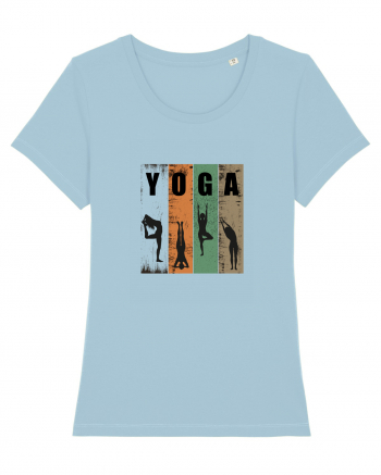 Vintage Yoga Poses Sky Blue