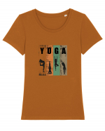 Vintage Yoga Poses Tricou mânecă scurtă guler larg fitted Damă Expresser