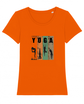 Vintage Yoga Poses Bright Orange