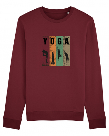 Vintage Yoga Poses Burgundy