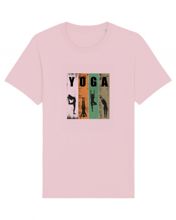 Vintage Yoga Poses Cotton Pink