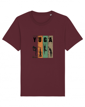 Vintage Yoga Poses Burgundy