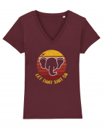 Retro Yoga Elephant Tricou mânecă scurtă guler V Damă Evoker