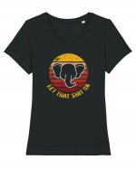 Retro Yoga Elephant Tricou mânecă scurtă guler larg fitted Damă Expresser