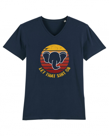 Retro Yoga Elephant French Navy