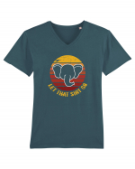 Retro Yoga Elephant Tricou mânecă scurtă guler V Bărbat Presenter