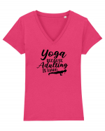 Yoga Because Adulting Is Hard Tricou mânecă scurtă guler V Damă Evoker