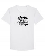 Yoga Because Adulting Is Hard Tricou mânecă scurtă guler larg Bărbat Skater