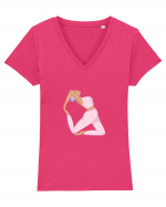 Pink Yoga Girl Tricou mânecă scurtă guler V Damă Evoker