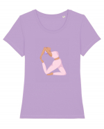 Pink Yoga Girl Tricou mânecă scurtă guler larg fitted Damă Expresser