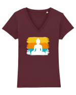 Retro Buddha Tricou mânecă scurtă guler V Damă Evoker