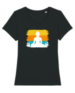 Retro Buddha Tricou mânecă scurtă guler larg fitted Damă Expresser