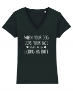 Funny Dogs  Tricou mânecă scurtă guler V Damă Evoker