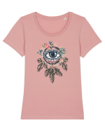 Ochi Floral în Dreamcatcher Tricou mânecă scurtă guler larg fitted Damă Expresser